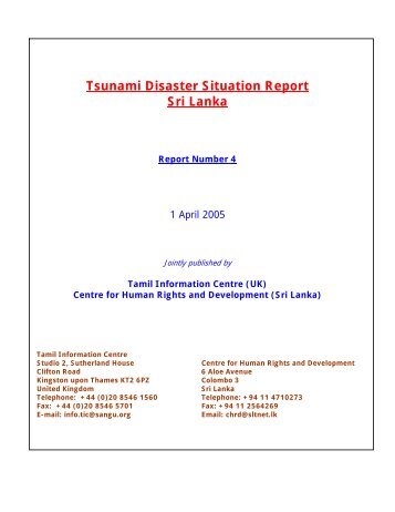 Tsunami Disaster Situation Report Sri Lanka - Tamil Nation & Beyond
