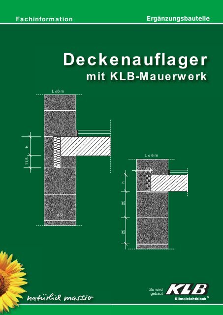 Deckenauflager mit KLB-Mauerwerk - OBW GmbH