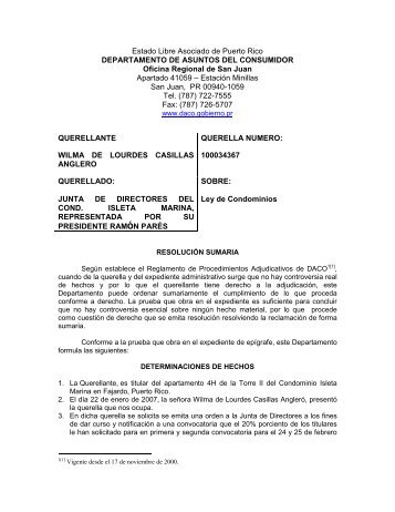 Wilma de Lourdes Casillas AnglerÃƒÂ³ v. Junta de Directores ... - DACO