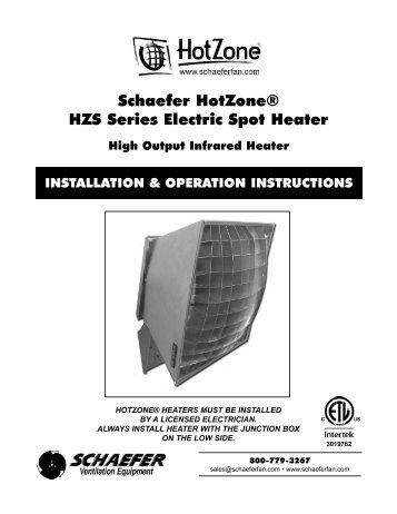 HotZone Square Back Electric Heater Manual #M-HZS Series