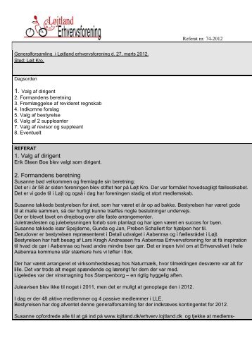 1. Valg af dirigent 2. Formandens beretning - Portal for Løjt Land