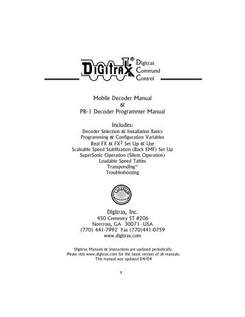 Instruction Manual - Digitrax, Inc.