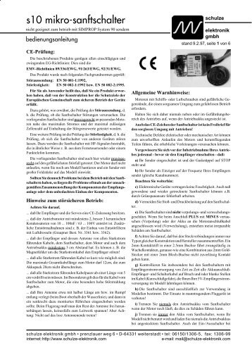 . s10 mikro-sanftschalter - Schulze Elektronik GmbH