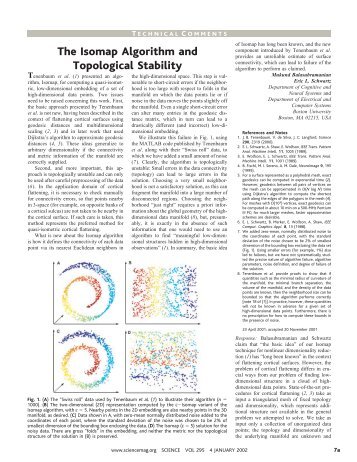 The Isomap Algorithm and Topological Stability