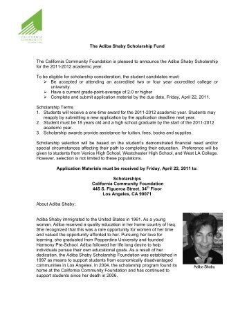 The Adiba Shaby Scholarship Fund - West Los Angeles College