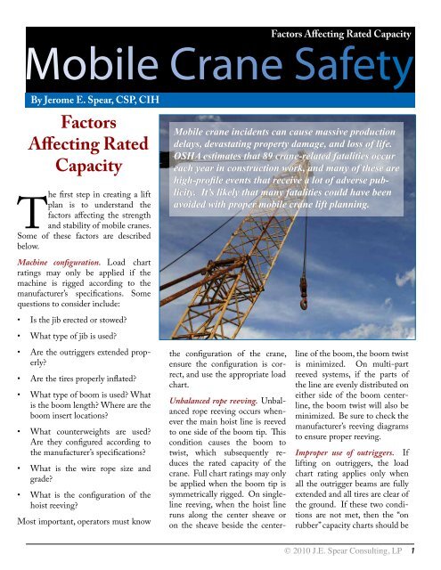What can affect cranes capacity?