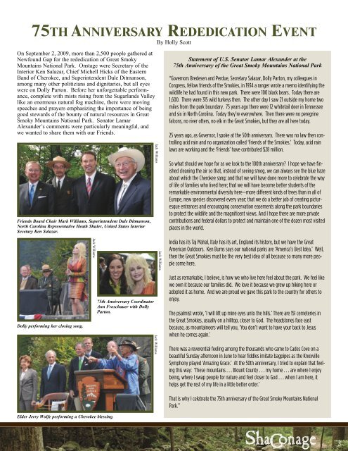 2009 ShaConage Newsletter - Friends of the Smokies