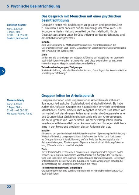 W eiterbildung Programm 2011 - Agogis