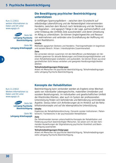 W eiterbildung Programm 2011 - Agogis