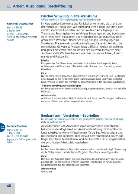 W eiterbildung Programm 2011 - Agogis