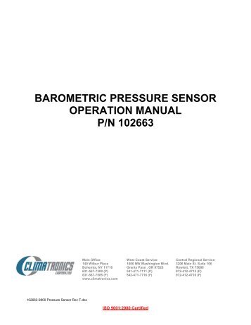M102663 Pressure Sensor - Climatronics Corp.