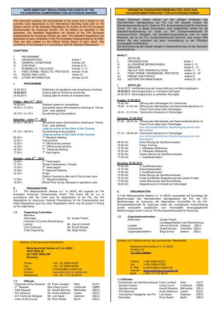 Ausschreibung / Suplementary Regulations, .pdf - Autocross-EM