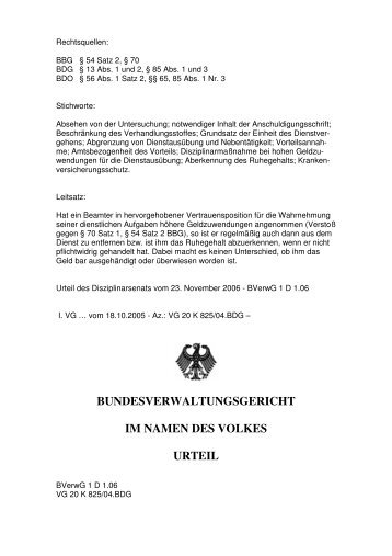 bundesverwaltungsgericht im namen des volkes urteil