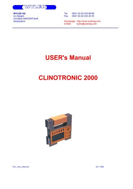 USER's Manual CLINOTRONIC 2000