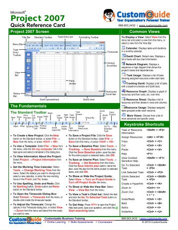 Project Quick Reference, Microsoft Project 2007 Cheat Sheet