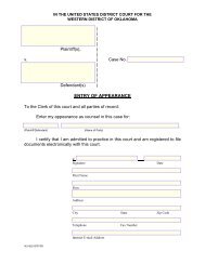 ENTRY OF APPEARANCE - Western District of Oklahoma