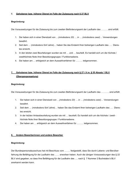 Allgemeine Verwaltungsvorschrift zur Bundeslaufbahnverordnung