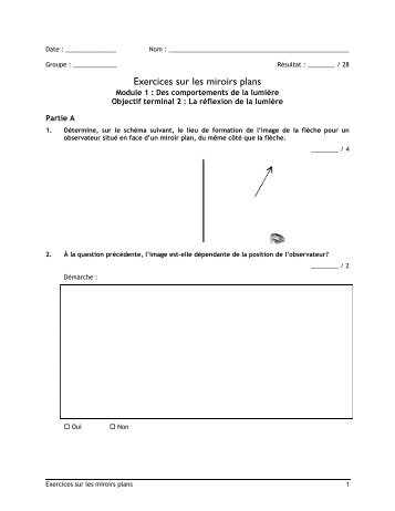 Exercices sur les miroirs plans