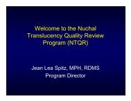 Welcome to the Nuchal Translucency Quality Review Program (NTQR)