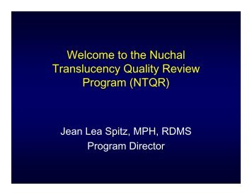 Welcome to the Nuchal Translucency Quality Review Program (NTQR)