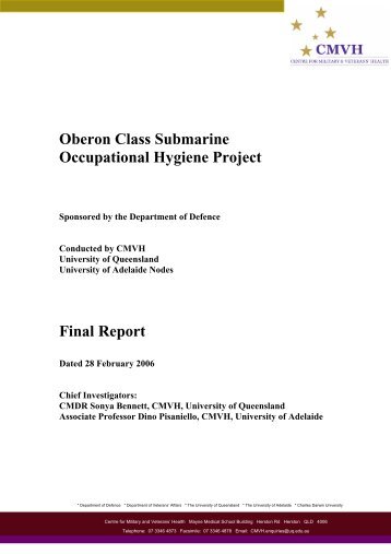 Oberon Class Submarine Occupational Hygiene Project Final Report