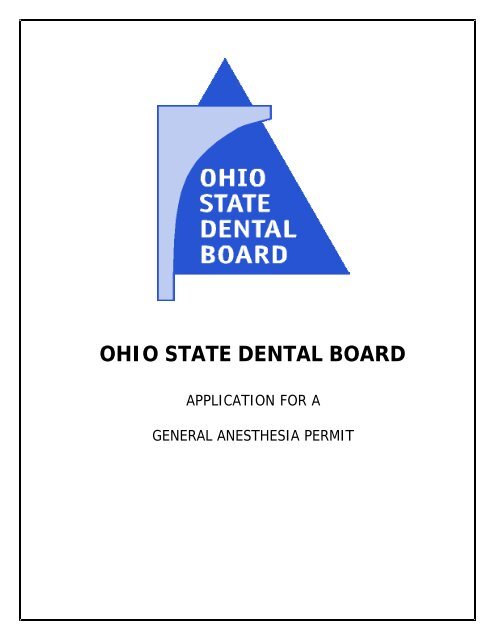 Application for General Anesthesia Permit - the Ohio State Dental ...