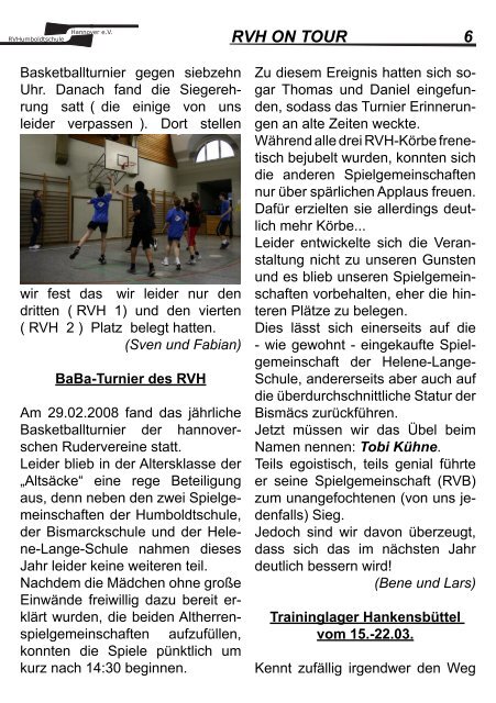 Auslage 01 2008 - RuderVerein Humboldtschule Hannover eV