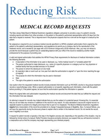 medical record requests - Princeton Insurance