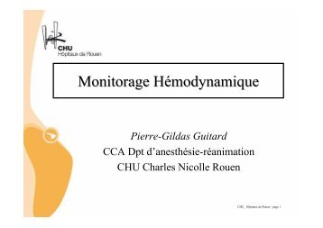 Monitorage Hémodynamique - Médicalistes