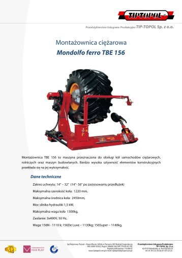 MontaÅ¼ownica ciÄÅ¼arowa Mondolfo ferro TBE 156 - Tiptopol