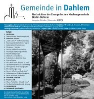 Gemeinde & Leben - Evangelische Kirchengemeinde Berlin-Dahlem