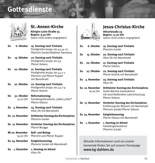 Gemeinde & Leben - Evangelische Kirchengemeinde Berlin-Dahlem