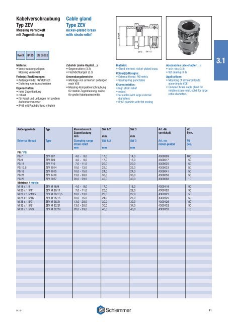 Kabelverschraubungen mit metrischem Gewinde EN ... - Schlemmer