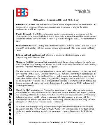 BBG Research Methodology - Broadcasting Board of Governors