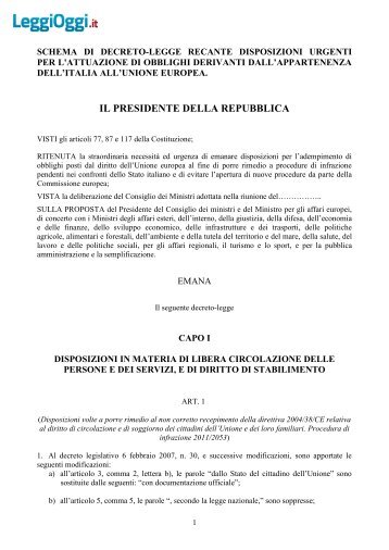 Il testo del decreto - Regione Abruzzo
