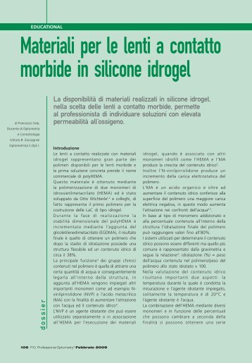 materiali per le lenti a contatto morbide in silicone idrogel.pdf - PO ...