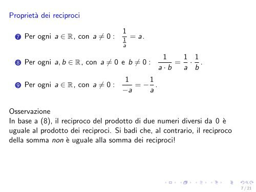 Regole di calcolo - Dipartimento di Matematica