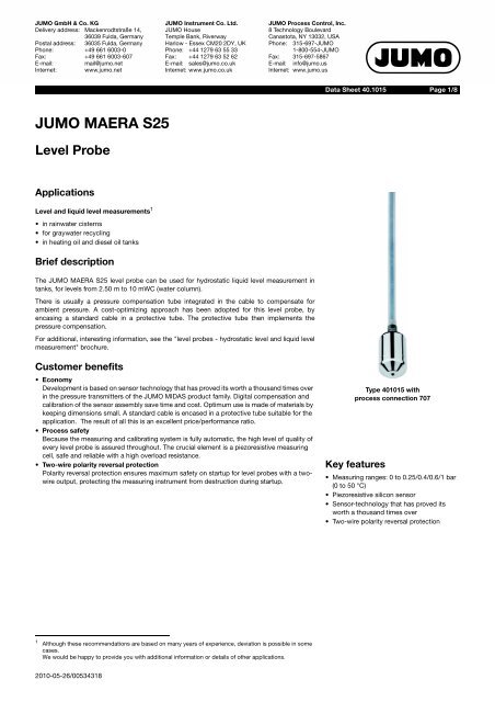 JUMO MAERA S25 Level Probe