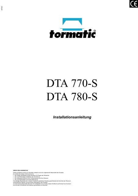 DTA 770-S DTA 780-S - tormatic