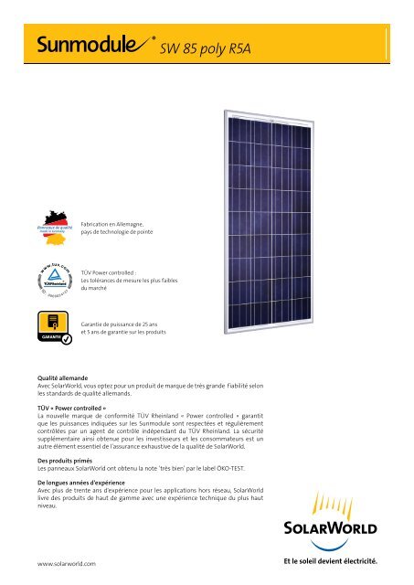 SW 85 poly R5A - SolarWorld AG