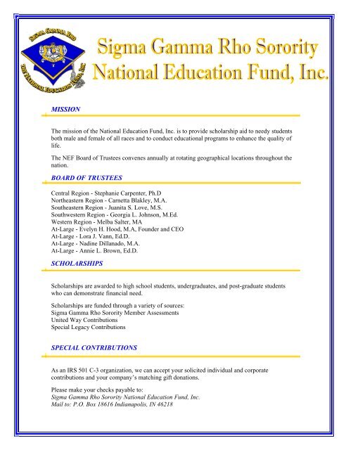National Education Fund - Sigma Gamma Rho Sorority, Inc.