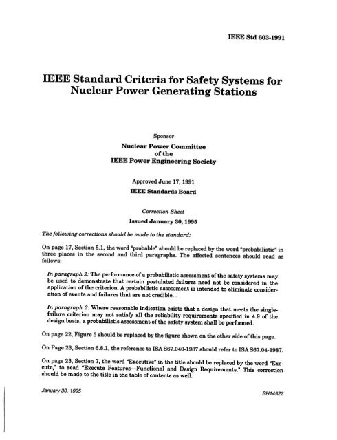 IEEE Std 603-1991 - The IEEE Standards Association