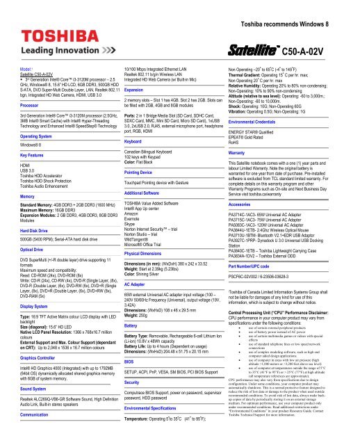 Detailed PDF Specifications - Campus Computer Store