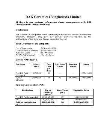 RAK Ceramics (Bangladesh) Limited - DSE