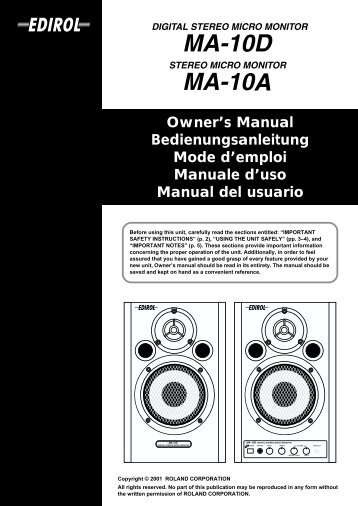 Owner's Manual Bedienungsanleitung Mode d'emploi Manuale d ...