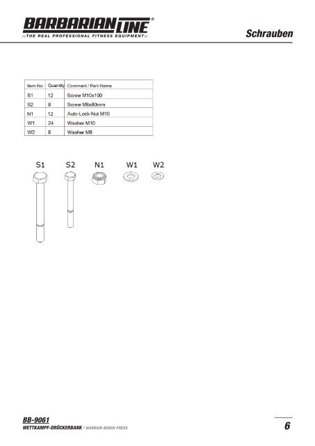 bb-9061 wettkampf-drÃ¼ckerbank / aufbauanleitung - Barbarian Line
