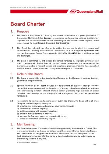 Board Charter - Queensland Rail