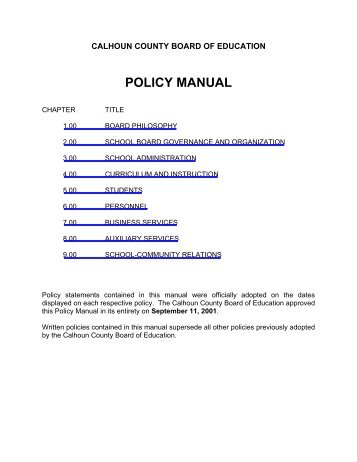 POLICY MANUAL - Calhoun County Schools