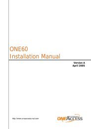 ONE60 Installation Manual - OneAccess extranet