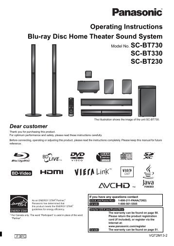 Operating Instructions Blu-ray Disc Home Theater Sound System SC ...